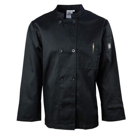 CHEF REVIVAL Basic Long Sleeve Jacket w/Pocket - Black - 2X J071BK-2X